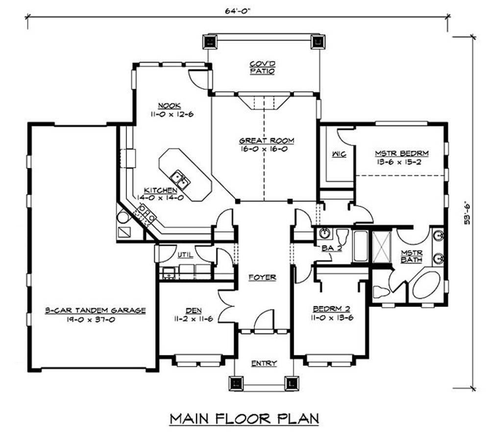 Floor Plan First Story of Craftsman Plan #115-1238